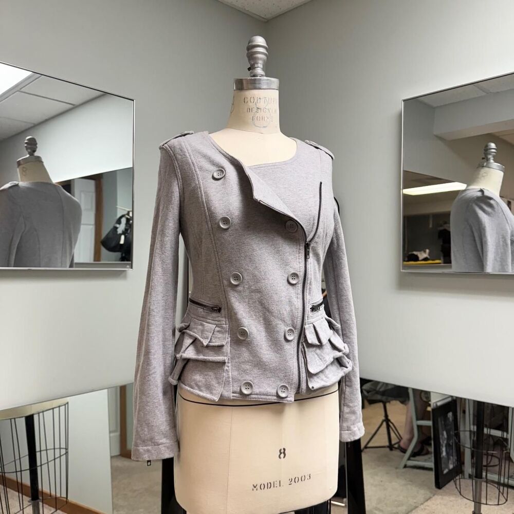 Gray Peplum Napoleon Pea Coat